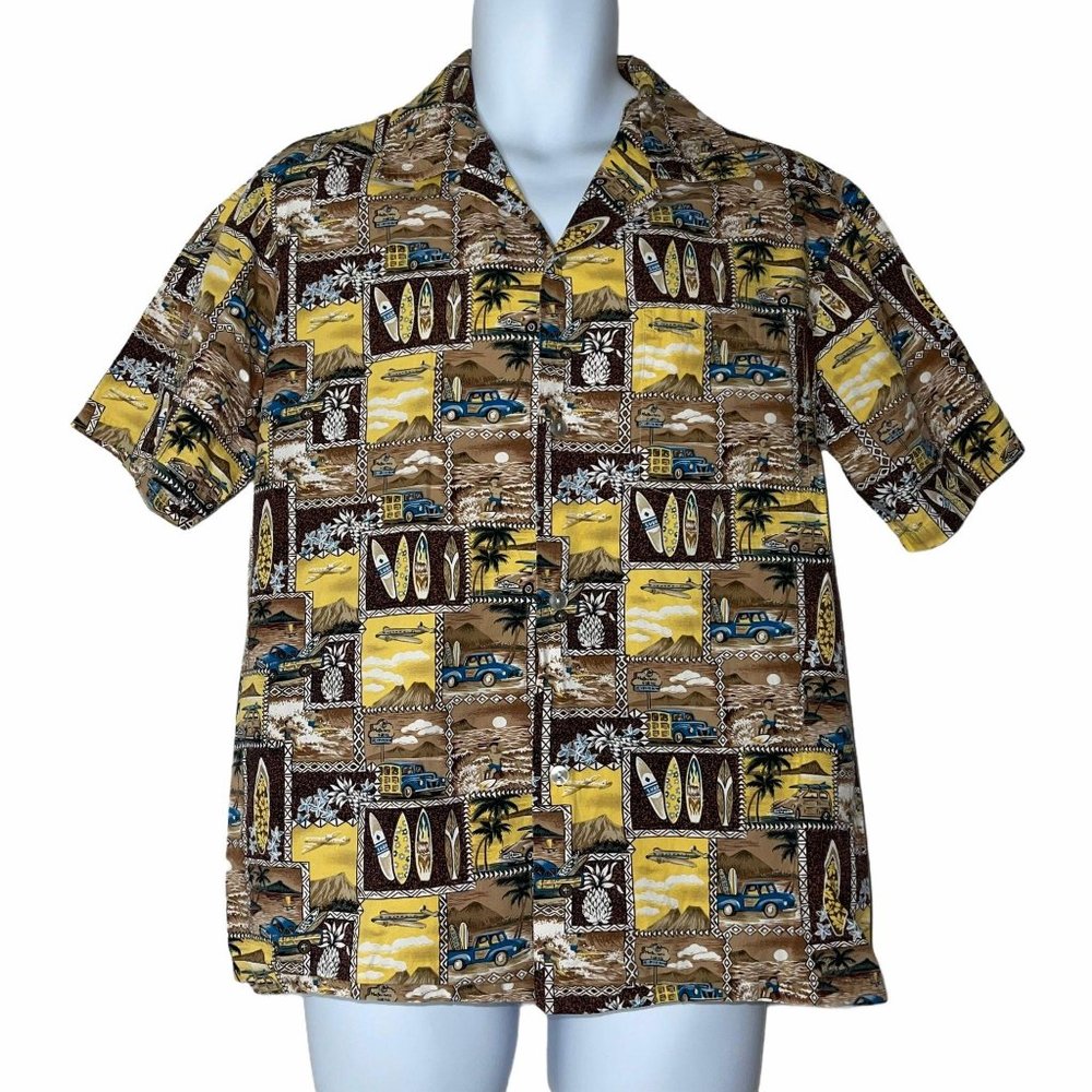 Le Fashion Vintage Car Surfboard Hawaiian Shirt M